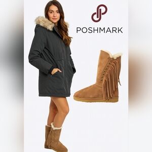 Abeo Real Shearling Fringed Boots 10